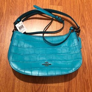 💙Coach Blue Crocodile Print Purse NEW with Tags